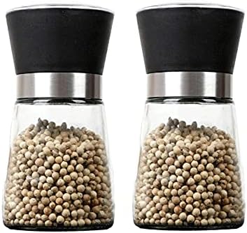Adjustable Salt Pepper Grinder Set with Glass Body