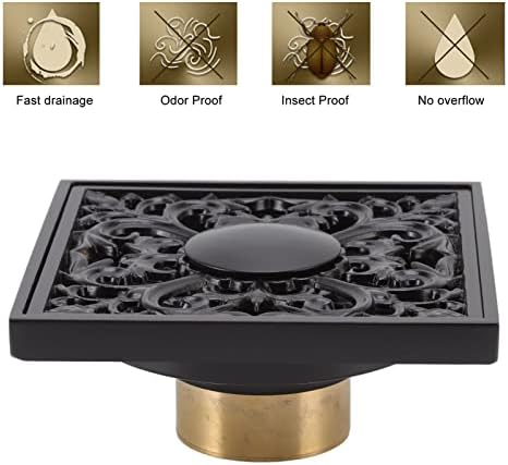 Tissting 4x4 Inch Square Shower Floor Drain Stainless Steel Copper Style