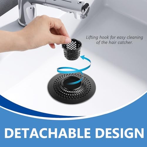 MFTEK Drain Hair Catcher Black Stainless Steel 1