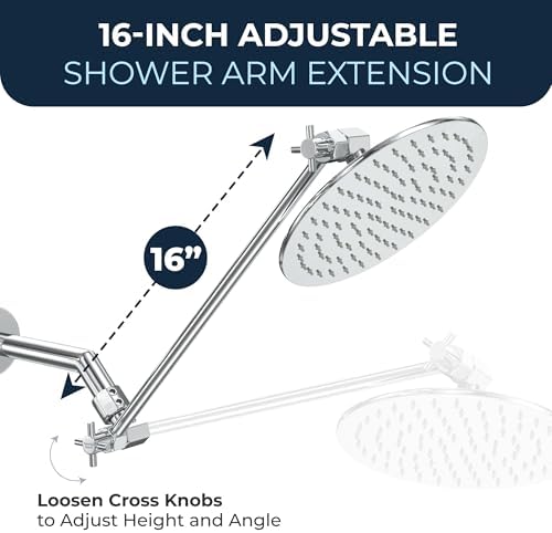 HammerHead Showers Adjustable Chrome Shower Arm - 16 Inch All Metal
