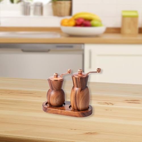 Bothyi Wood Salt Mill Set with Adjustable Coarseness and Tray