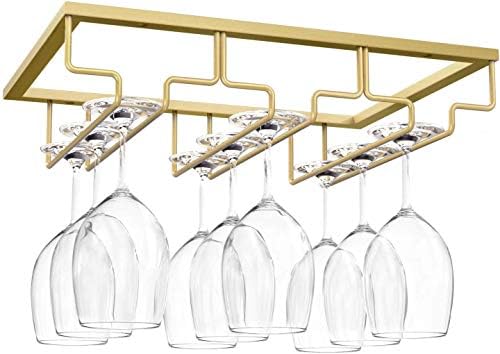 MATILODI Wine Glass Rack with 3 Rows Gold