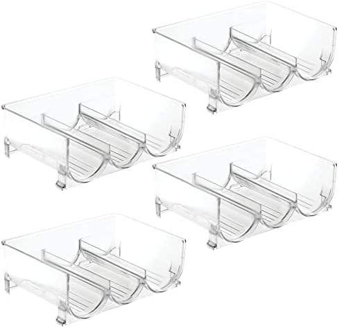 mDesign Plastic Free-Standing Stackable 3 Bottle Holder - Clear 4 Pack 1