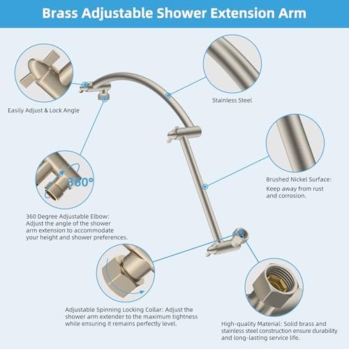 Hibbent 20 All Metal Shower Head Extension Arm