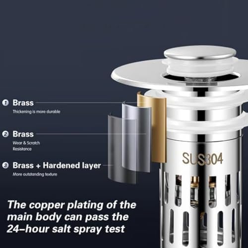 Lexoyes Pop Up Drain Stopper for Bathroom Sink