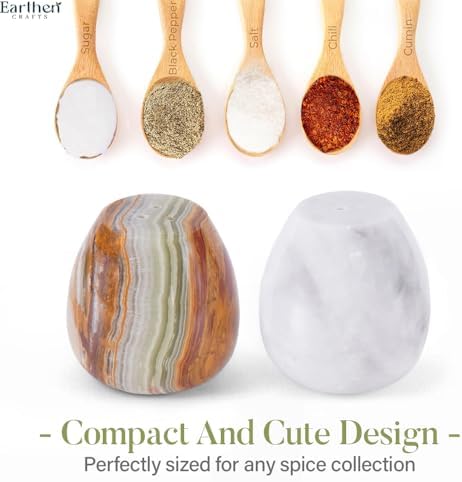 EARTHEN CRAFTS Marble Salt and Pepper Egg Shape Set of 2