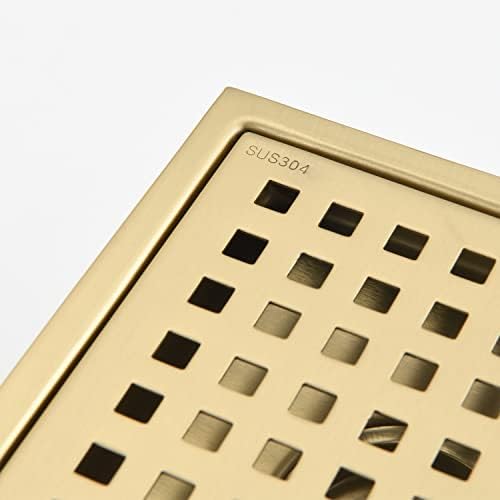 YLIEHS Square Shower Floor Drain with Gold Finish
