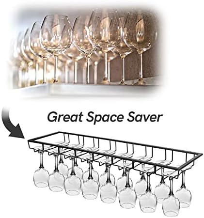 Xverycan Wine Glass Rack Under Cabinet 8 Row Metal Stemware Holder