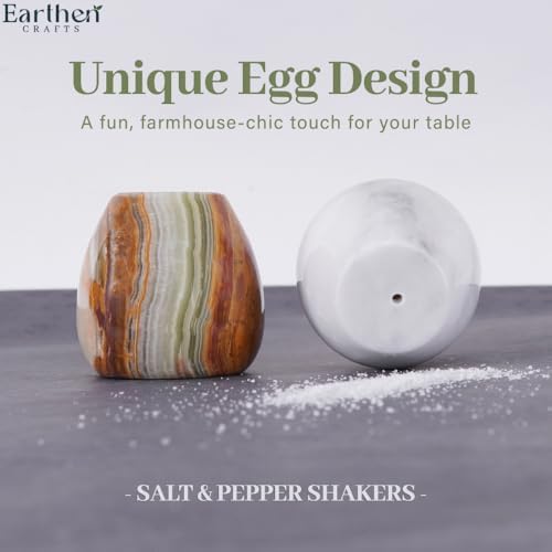 EARTHEN CRAFTS Marble Salt and Pepper Egg Shape Set of 2