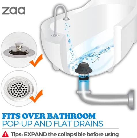 Zaa Bathtub Drain Hair Catcher 2 Pack Black
