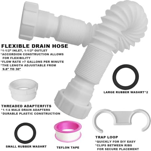 TGEOND Flexible 1-12 P-Trap for Kitchen and Shampoo Bowls