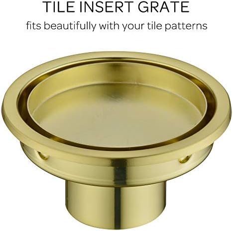 4 Inch Brushed Gold Shower Drain with Tile Insert