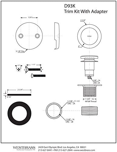 Westbrass Tip-Toe Drain Strainer Replacement Kit Matte Black 1