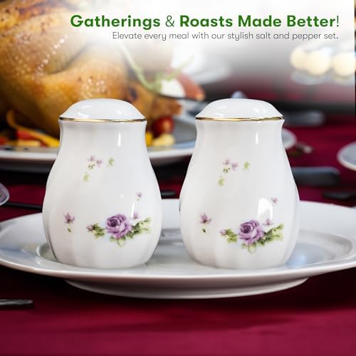 Lynns Paradise Lucinda Purple Gold Salt Pepper Shakers