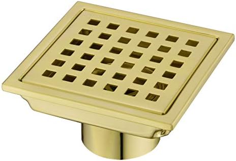 4 Inch Brushed Gold Shower Drain with Adjustable Base Flange