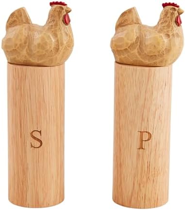 Mud Pie 7 x 2 Dia Chicken Salt Pepper Grinders Brown