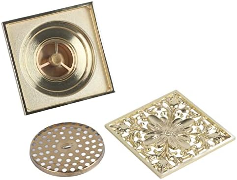 Antique Brass Square Floor Drain with Strainer