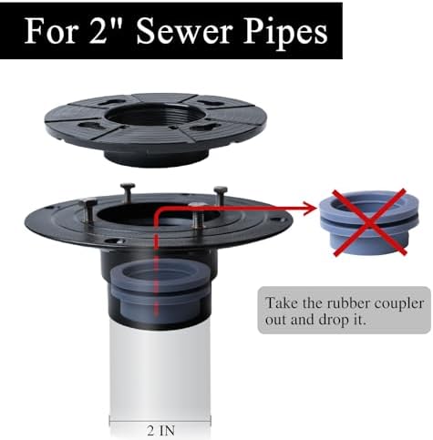 4 Inch Square Shower Drain with Flange and Hair Strainer