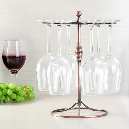 GeLive Bronze Wine Glass Holder Stand 6 Hooks