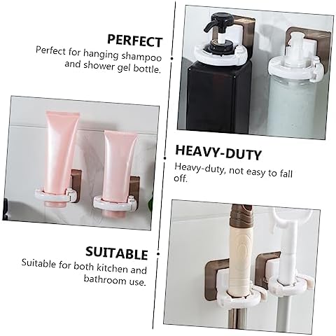 Fondotin 3pcs Wall Mounted Shampoo Gel Bottle Holder Easy Install Bath Organizer