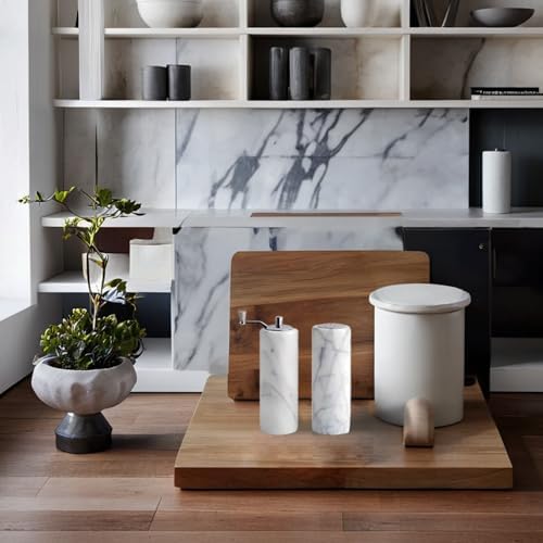 Generic White Marble Salt Pepper Shaker Set