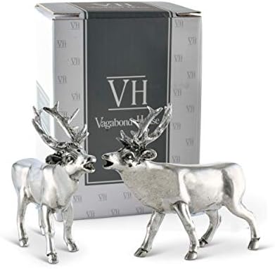 Vagabond House Pewter Deer and Elk Salt and Pepper Shaker Set