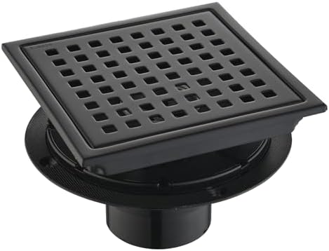 6 Inch Square Shower Drain with Flange and Hair Strainer