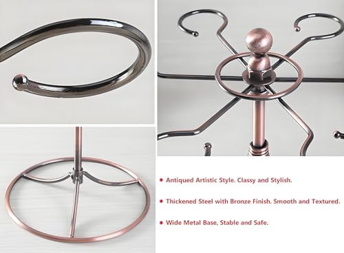 GeLive Bronze Wine Glass Holder Stand 6 Hooks