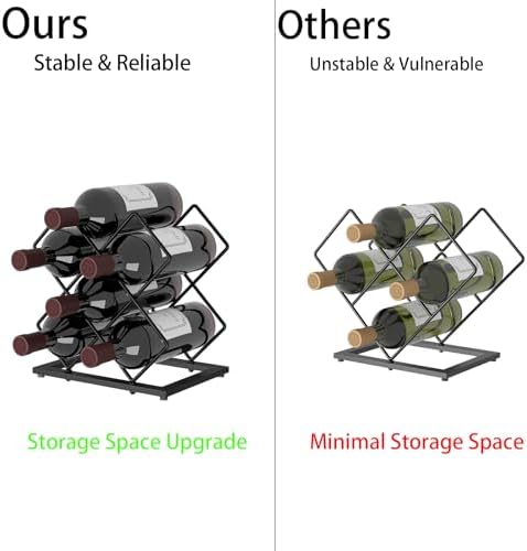 KOKSTOP 6-Bottle Countertop Wine Rack Modern Black Corner Holder