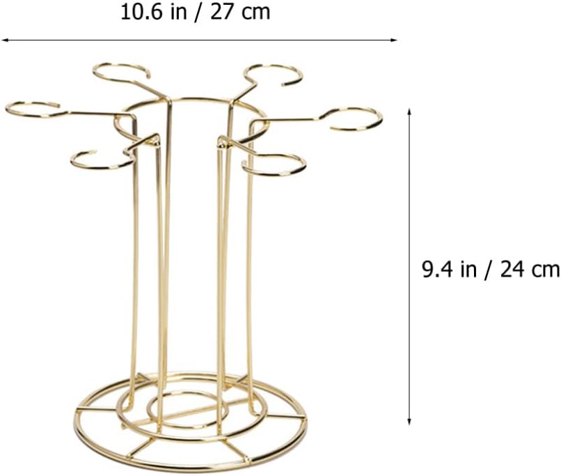 DOITOOL Wine Glass Holder Stand with 6 Hooks Gold