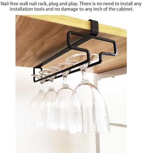 FAQUSA 2 Wine Glasses Holder 10 Inch Space-Saving Cabinet Rack WhiteBlack