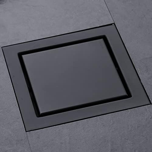 Random Black Square Drain with Tile Insert 6 Inch Cover
