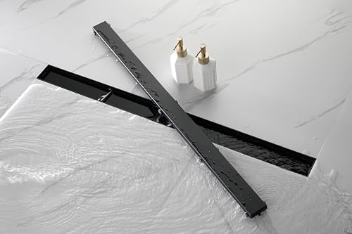 36-Inch Linear Shower Drain with Hair Strainer and Removable Cover