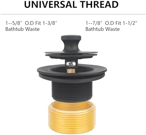 Uni-Green Matte Black Tub Drain Kit with Hair Catcher 1