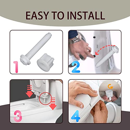 2Pack Universal Toilet Seat Screws Replacement White Plastic