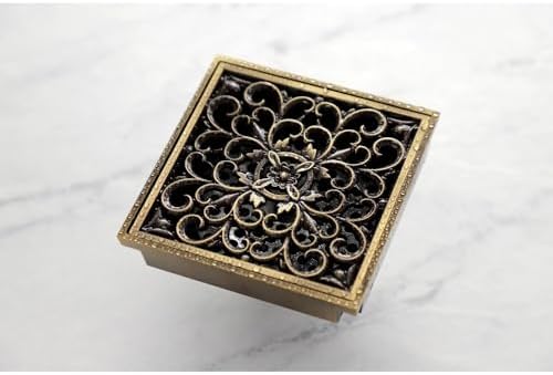 Kingston Brass Watercourse Scroll 4 Inch Square Grid Drain Strainer