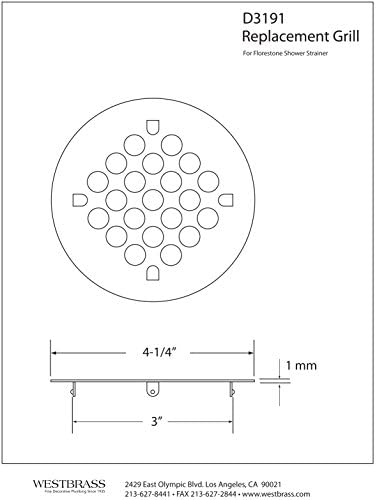 Westbrass Florestone Black Shower Strainer