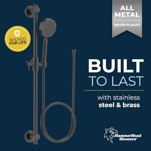 HammerHead Showers All Metal 275 Inch Slide Bar Set with Handheld Shower Head