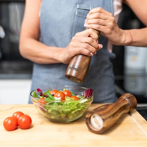 Acacia Wood Salt Pepper Grinder Set