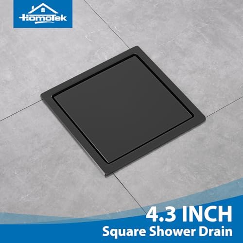 HOMOTEK 4 Inch Shower Drain with Flange and Hair Strainer
