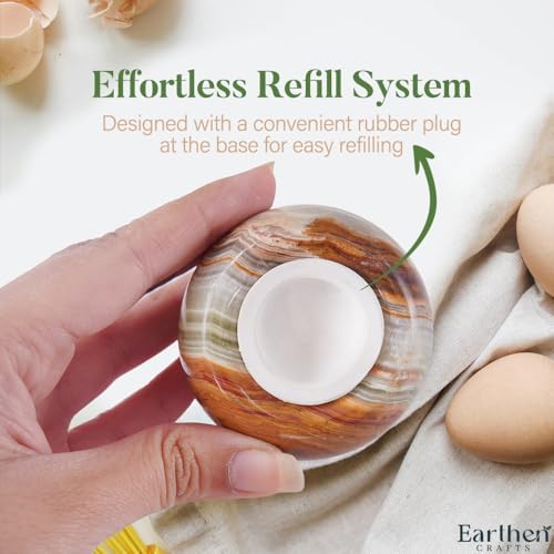 EARTHEN CRAFTS Marble Salt and Pepper Egg Shape Set of 2