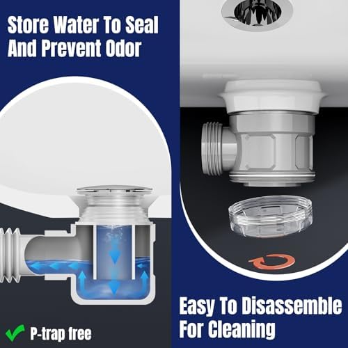 JHBKing Bathroom Sink Drain Kit with Flexible Expandable Pipe 1