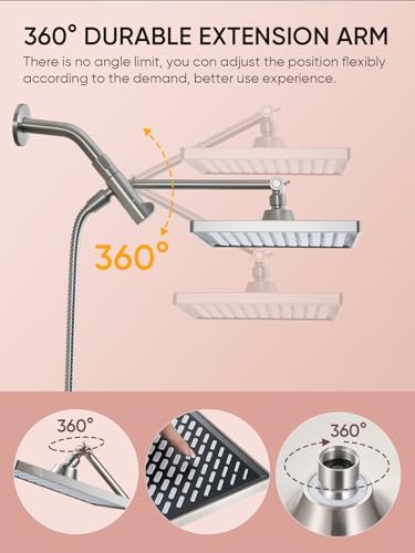 Cobbe 118 Inch Rain Shower Head with 6 Modes and Adjustable Arm