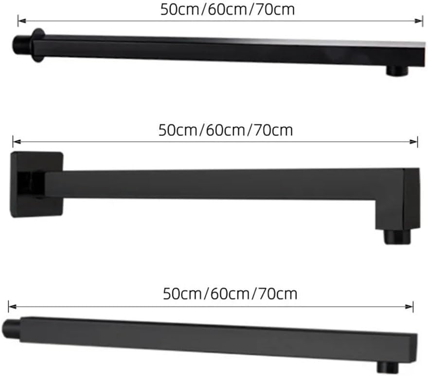50-70cm Extended Black Stainless Steel Shower Arm