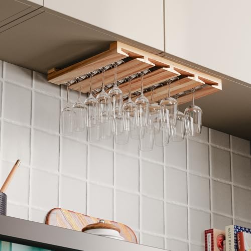 Rustic State 4 Sectional Adjustable Under Cabinet Wine Glass Rack