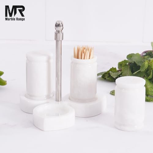 Marble Salt and Pepper Shakers Set with Holder
