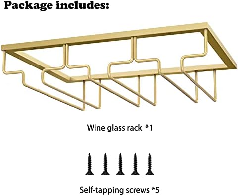 MATILODI Wine Glass Rack with 3 Rows Gold