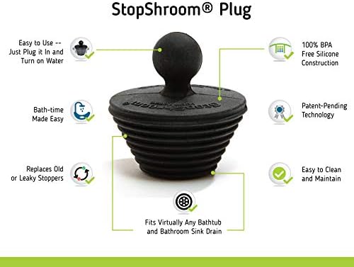 StopShroom Tub 2 Pack Universal Stopper for Bathtub and Sink Drains