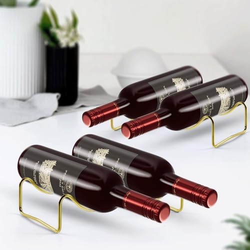TONLEA 2-Bottle Wine Rack Metal Wine Holder Gold Finish