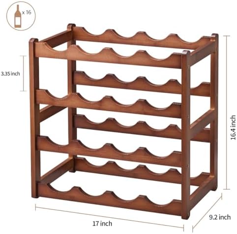 Homevany 4 Tier Bamboo Wine Rack 16 Bottle Holder